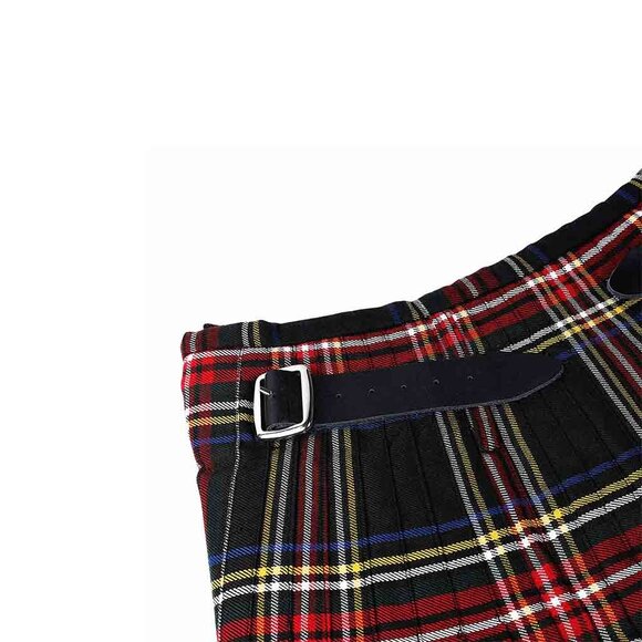 Men’s Highlander Kilt Black Stewart Tartan  8-Yard Scottish Dress NEW - Picture 5 of 8
